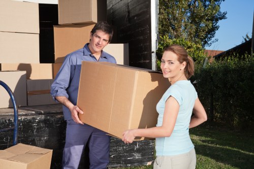 Residential move with packed boxes in a Surrey property